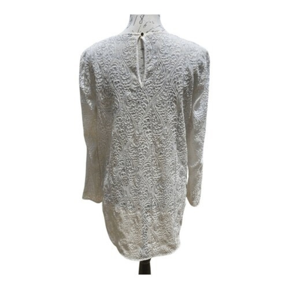 Zara Woman Lace Tunic Top Elegant Long Sleeve Ivory Cream Size M - Picture 2 of 8